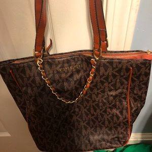 Large Michael kors leather tote bag